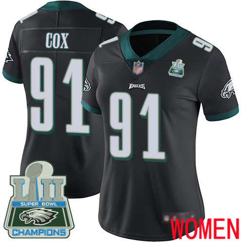 Women Philadelphia Eagles #91 Fletcher Cox Black Alternate Vapor Untouchable NFL Jersey Limited Player Super Bowl 100th->nfl t-shirts->Sports Accessory